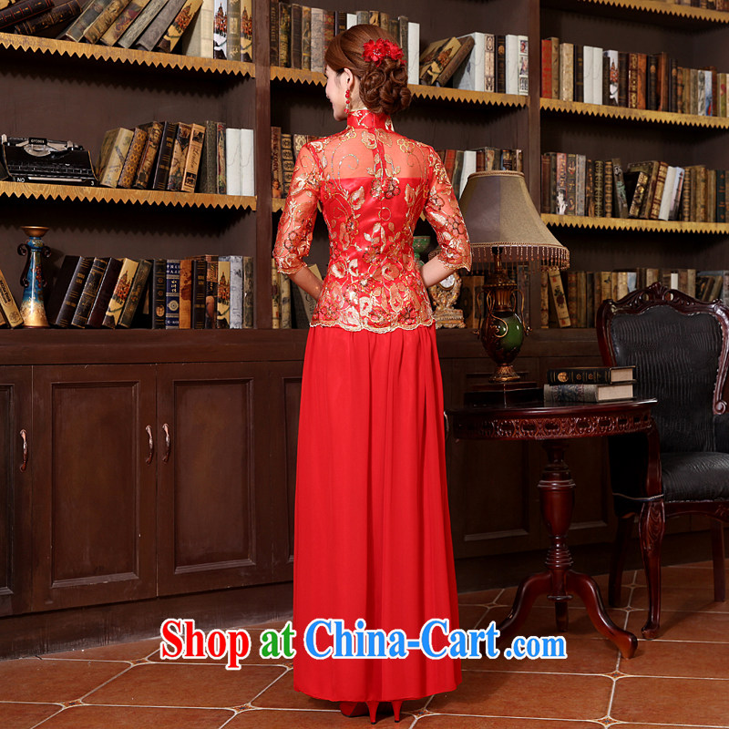 There is a bride TO BE, thick long red autumn and winter wedding dresses dress, bride cuff toast serving modern red made no refunds or exchanges, embroidered bridal, and shopping on the Internet