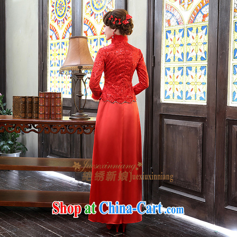 2015 new, antique wedding dresses winter long-sleeved warm bride toast serving red dress QP - 311 red made no refunds or exchanges, and is by no means a bride, shopping on the Internet