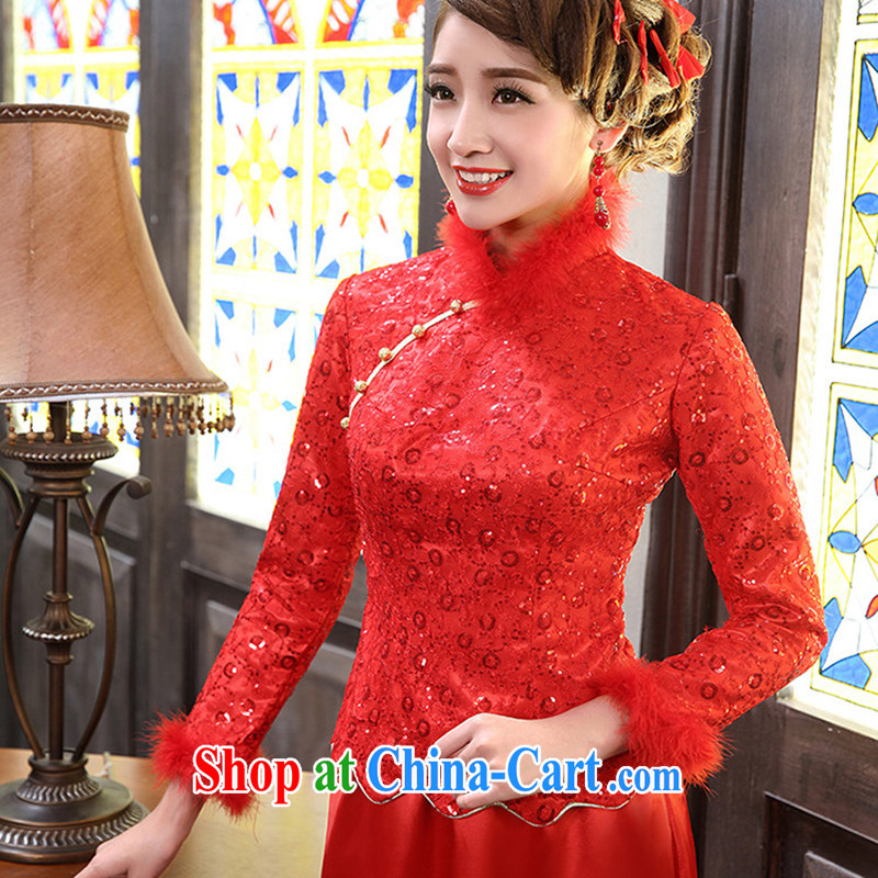 2015 new, antique wedding dresses winter long-sleeved warm bride toast serving red dress QP - 311 red made no refunds or exchanges, and is by no means a bride, shopping on the Internet