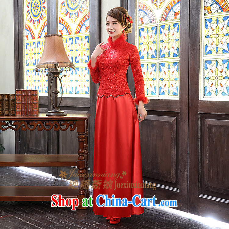 2015 new, antique wedding dresses winter long-sleeved warm bride toast serving red dress QP - 311 red the final pictures, price, brand platters! Elections are good character, the national distribution, so why buy now enjoy more preferential! Health
