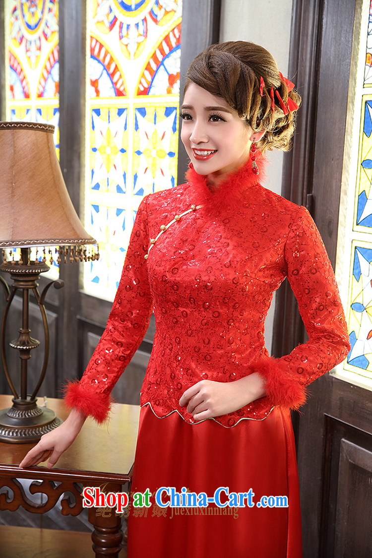 2015 new, antique wedding dresses winter long-sleeved warm bride toast serving red dress QP - 311 red the final pictures, price, brand platters! Elections are good character, the national distribution, so why buy now enjoy more preferential! Health