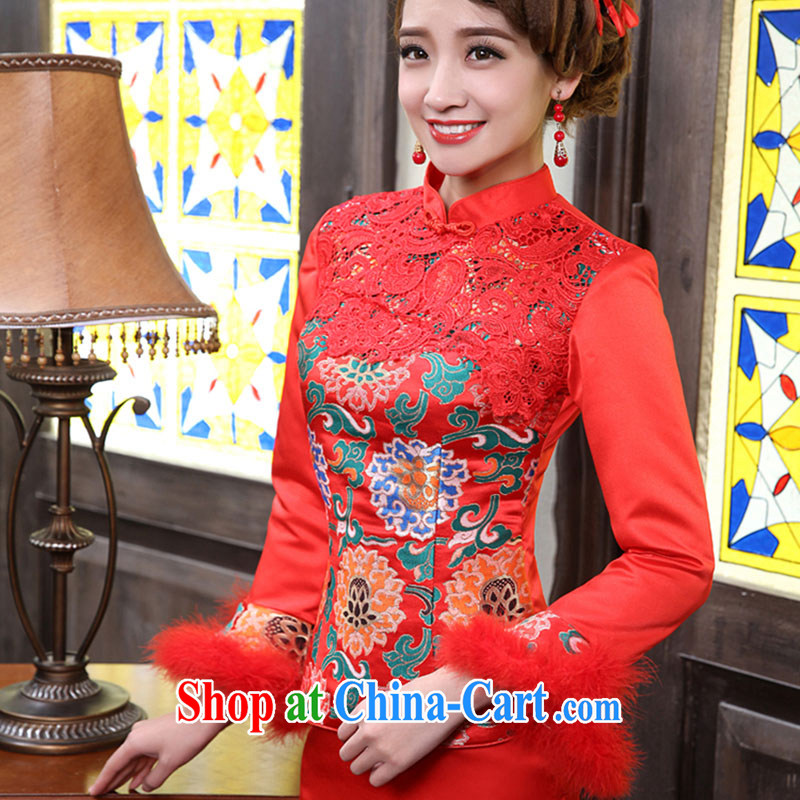 winter clothes 2015 new long-sleeved bridal dresses wedding autumn and winter, short, red bows clothes red made no return, no embroidery bridal, and shopping on the Internet