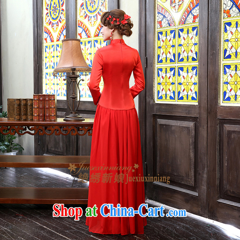 Wedding dress 2015 new toast serving long-sleeved bridal dresses long, autumn and winter clothing unique design QP - 331 red set is not returned, it is embroidered bride, shopping on the Internet