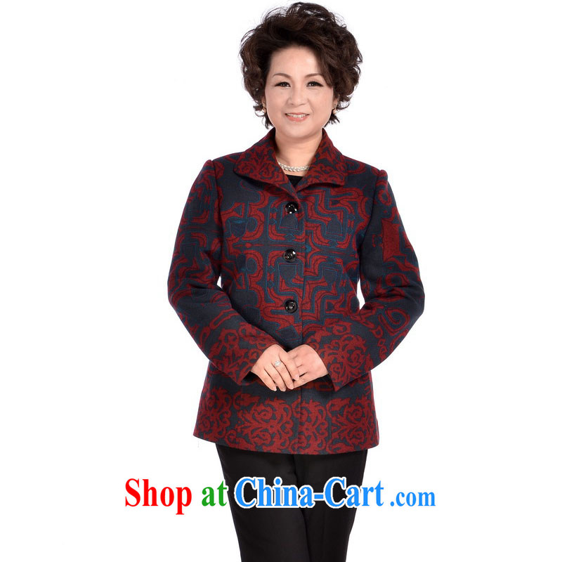 To Simitis 2014 spring New Products ladies, older women who turn the Netherlands stamp Tang jackets Z - Manulife to the Netherlands hidden cyan XXXXL