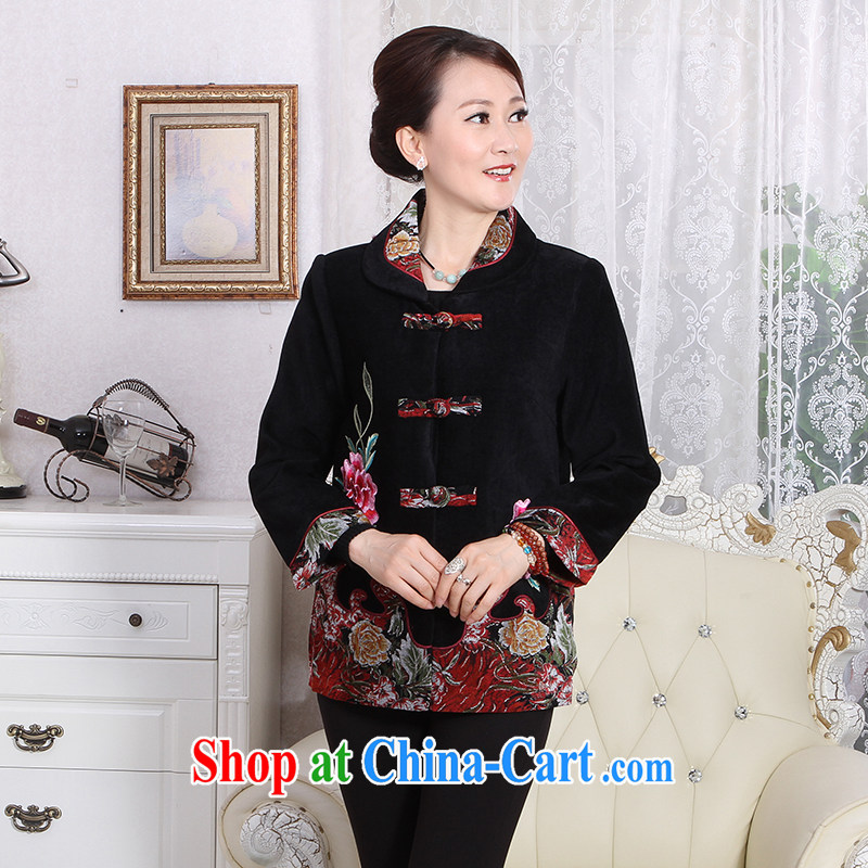 To Simitis 2014 spring New Products ladies, older women who turn the T-shirt embroidered Tang jackets Z - Dream poem stunning new Tang black XXXL, Simitis, shopping on the Internet