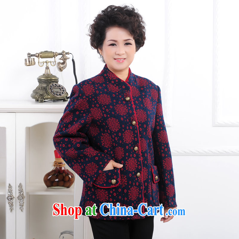 To Simitis 2014 spring new women in older mothers with a collar for stamp duty and stylish Tang jackets Y-bong-stunning wool Young Soo-hee spend blue XXXXL, Simitis, shopping on the Internet