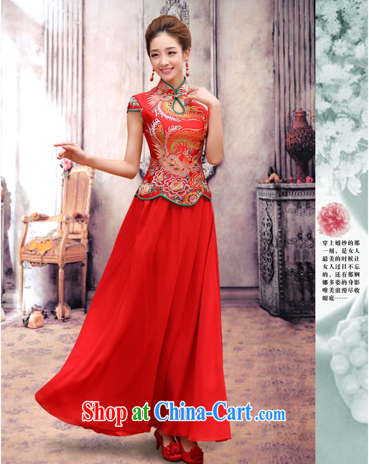 Diane M Qi dragon robe red improved retro bridal dresses wedding dresses serving toast wedding short-sleeve bridal replacing two-piece long cheongsam red S pictures, price, brand platters! Elections are good character, the national distribution, so why buy now enjoy more preferential! Health