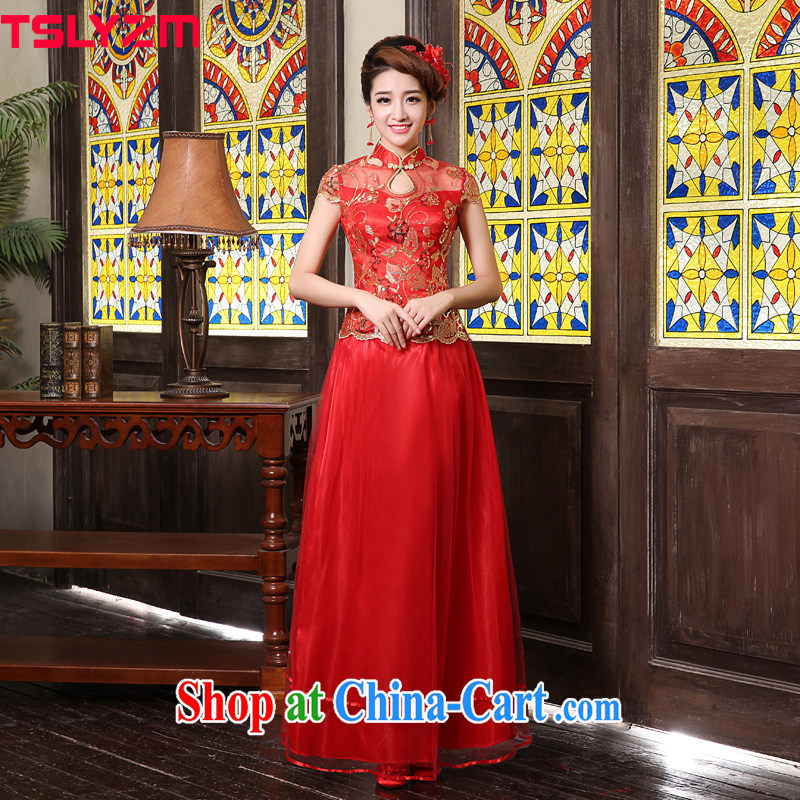 The angels, according to 2015 new cheongsam dress stylish wedding toast Service Bridal Chinese Antique lace dresses wedding dresses red long improved cheongsam dress red XL