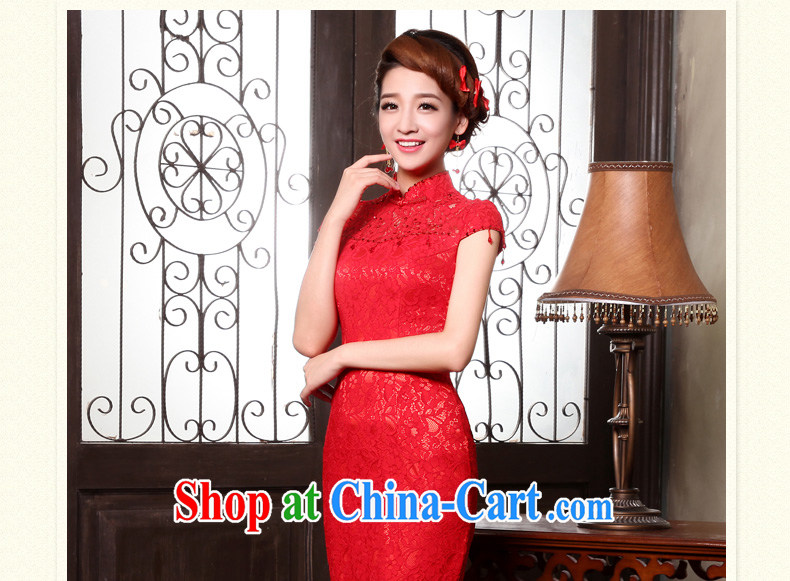 2015 Tslyzm new bride wedding dress retro improved stylish short red bows clothes dresses lace cheongsam QP 320 red L pictures, price, brand platters! Elections are good character, the national distribution, so why buy now enjoy more preferential! Health