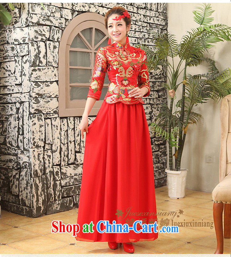 There is embroidery bridal 2015 New Red bridal wedding dress improved stylish retro long cheongsam dress uniform toasting red made final pictures, price, brand platters! Elections are good character, the national distribution, so why buy now enjoy more preferential! Health