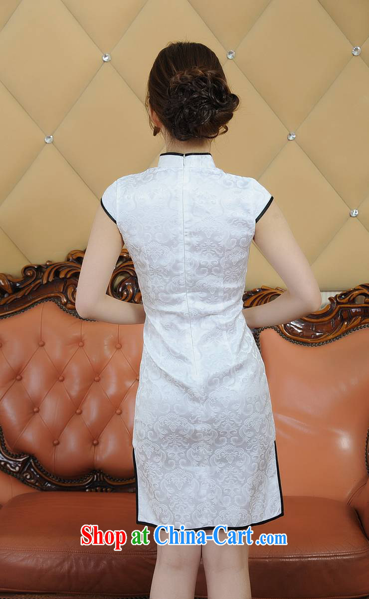 contemporary poetry's 2015 spring and summer new, printing and dyeing, Ms. classic short-sleeved qipao Q 02,206 white XXL pictures, price, brand platters! Elections are good character, the national distribution, so why buy now enjoy more preferential! Health
