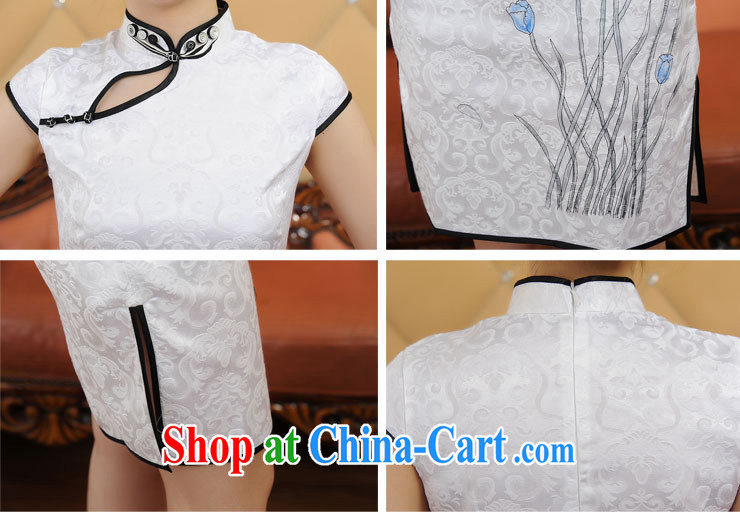 contemporary poetry's 2015 spring and summer new, printing and dyeing, Ms. classic short-sleeved qipao Q 02,206 white XXL pictures, price, brand platters! Elections are good character, the national distribution, so why buy now enjoy more preferential! Health