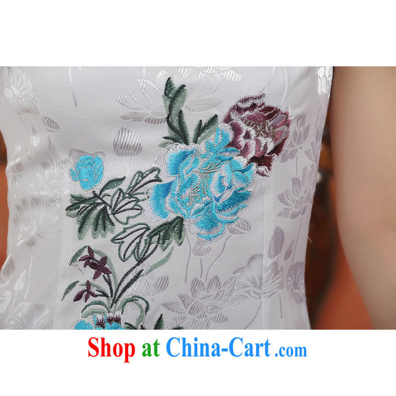ADDIS ABABA, Ms Elsie Leung at the Summer 2015 new products, exquisite embroidery retro short-sleeved dresses qipao Q 06,886 white XXL, poetry D (BesoVand), shopping on the Internet