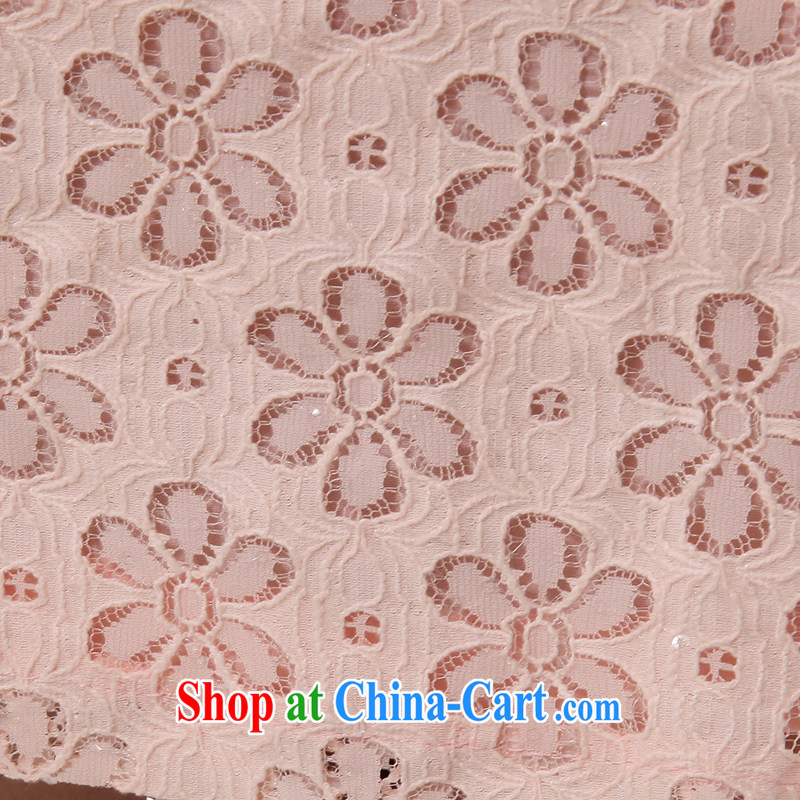 Early Morning, 2014 summer new improved Stylish retro short cheongsam lace daily pink white 4284 meat pink XXL morning land, shopping on the Internet