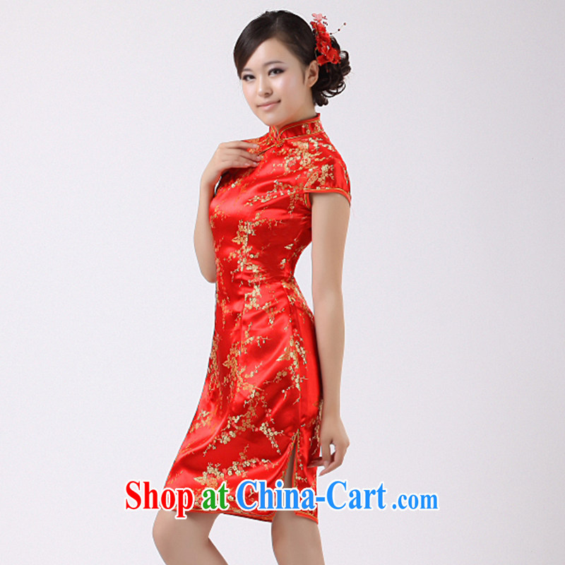 There is embroidery bridal bridal red dresses short wedding evening dress dress uniform toast QP 36 red XS Suzhou shipment, it is embroidered bride, shopping on the Internet