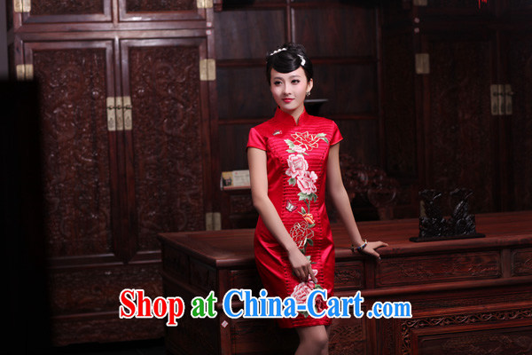 Bird lovers of Yuanyang note 2015 spring new short manual and embroidered heavy Silk Cheongsam QD 442 Chinese red L pictures, price, brand platters! Elections are good character, the national distribution, so why buy now enjoy more preferential! Health