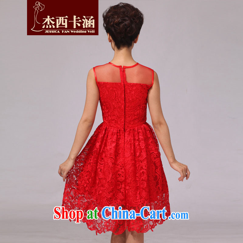 Jessica covered by 2014 new bridal dresses lace short red improved bows clothes wedding dress 7016 red M, Jessica (jessica han), shopping on the Internet