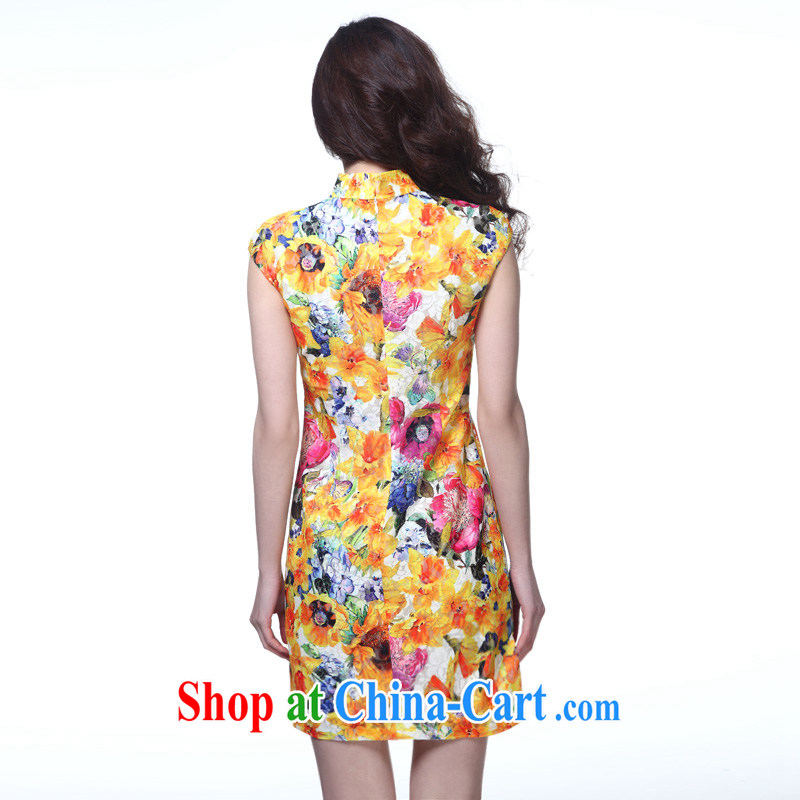 Wood is really the cheongsam dress summer 2015 new Chinese style lace short cheongsam dress summer 42,722 12 deep yellow L, wood really has, shopping on the Internet
