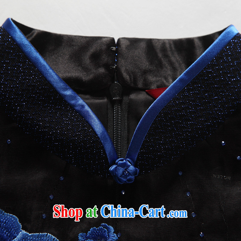 Wood is really the Chinese summer 2015 new women with elegant embroidery Chinese Dress knitted dresses dresses 32,379 10 dark blue M, wood really has, shopping on the Internet