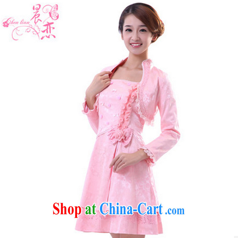 Morning land promotions 2014 Spring and Autumn bride marriage improved cheongsam toasting Chinese long-sleeved gown Red Pink GP 03,290 pink XXL