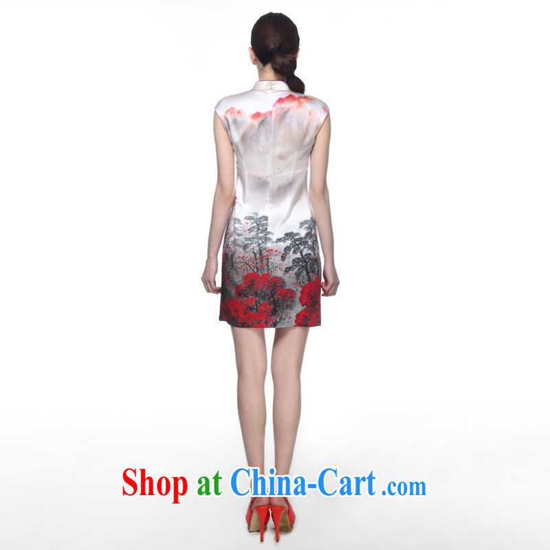 Wood is really a summer 2015 new elegant silk Ethnic Wind short cheongsam dress package mail 42,743 07 light gray XXL (A), wood really has, online shopping