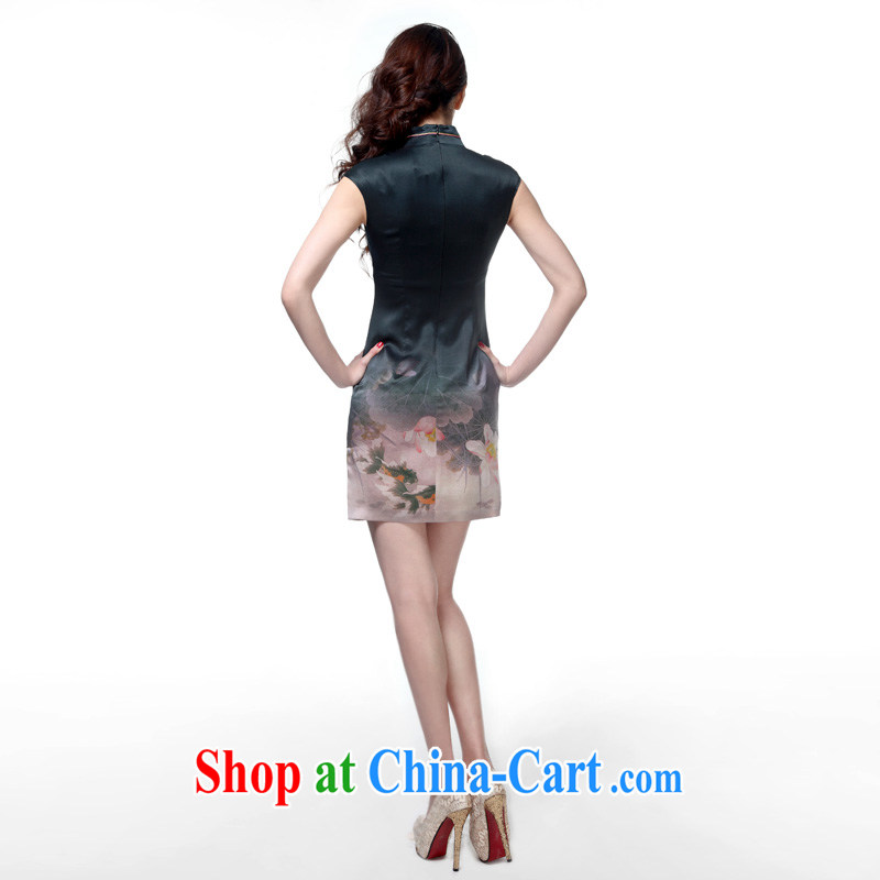 Wood is really the 2015 new female Chinese elegant piping silk ethnic wind cheongsam dress package mail 11,457 07 gray goldfish XXL, wood really has, shopping on the Internet