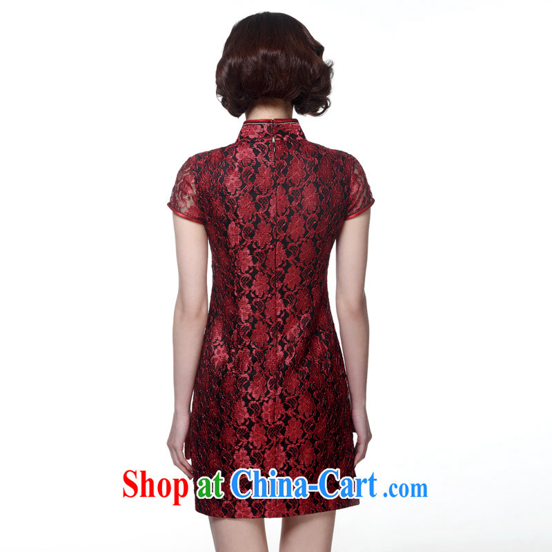 Wood is really the 2015 new Chinese style lace short cheongsam Chinese dresses girls dresses package mail 21,815 04 dark red XXL, wood really has, online shopping