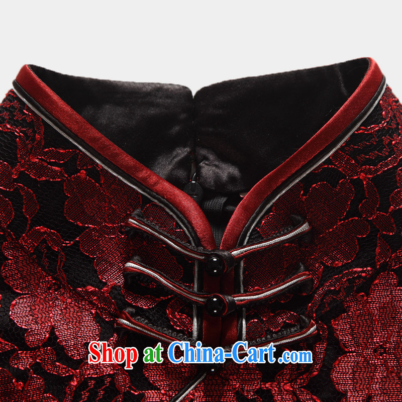 Wood is really the 2015 new Chinese style lace short cheongsam Chinese dresses girls dresses package mail 21,815 04 dark red XXL, wood really has, online shopping