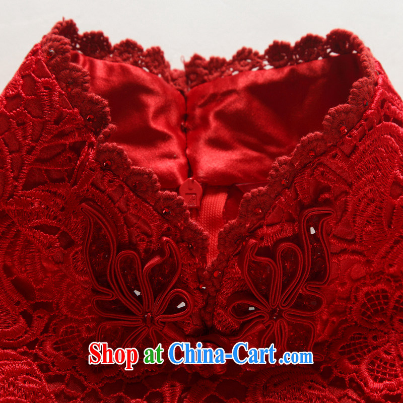 Wood is really the 2015 spring and summer new wedding dress lace bridal short cheongsam 32,440 04 deep red XL, wood really has, shopping on the Internet