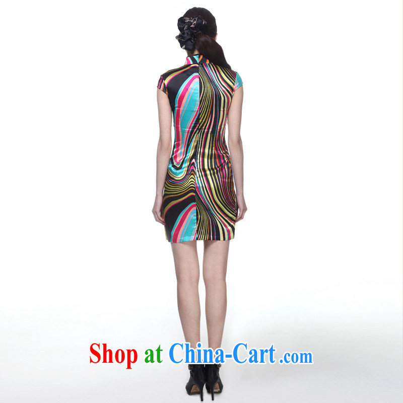 Wood is really the 2015 spring and summer new stylish emulation, Striped Short cheongsam 01,100 01 color bars XXXL, wood really has, shopping on the Internet