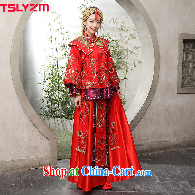 The angels, in accordance with new embroidery Sau kimono show reel with Chinese hi service Phoenix marriage of Su-wo with toast Service Bridal wedding dress marry Yi bows serving pregnant women dress red L