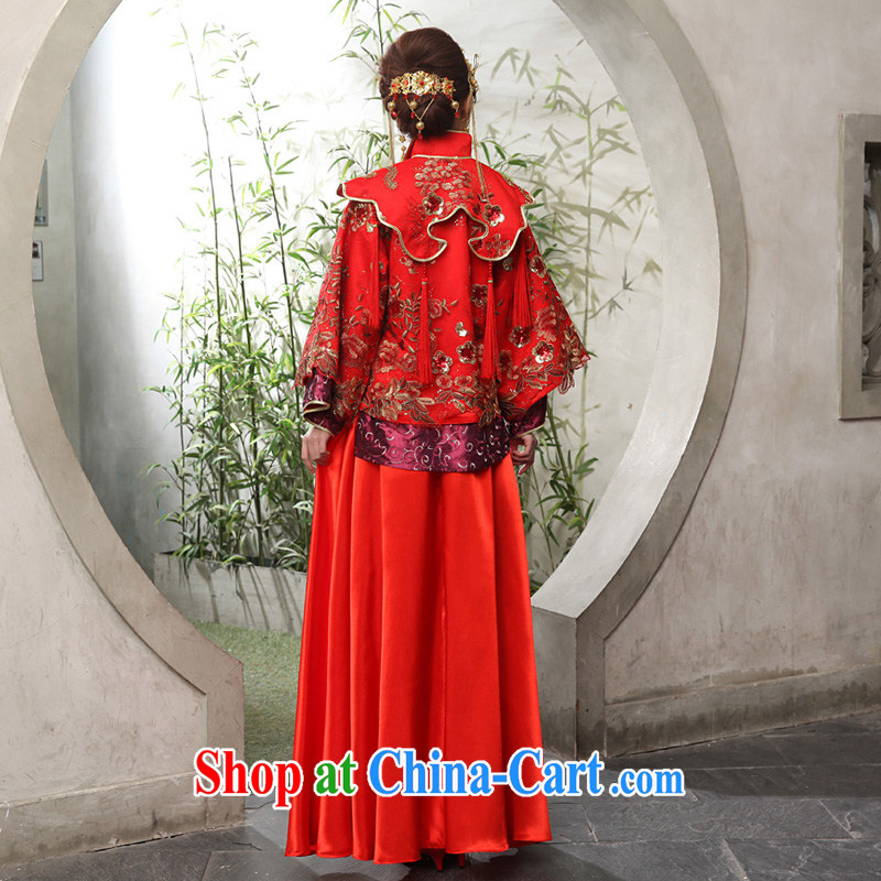 The angels, in accordance with new embroidery Su-kimono show reel with Chinese hi service marriage of Phoenix show reel with toast Service Bridal wedding dress marry Yi bows serving pregnant women dress red L, Tslyzm, shopping on the Internet