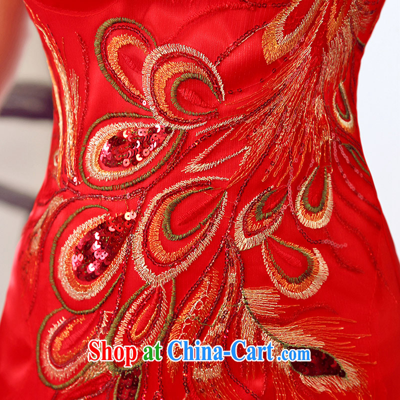 Dream of the day 2015 improved cheongsam summer stylish short, short-sleeved simple toast service back to the cheongsam dress Q summer 8660 red L 2.1 feet around his waist, and dream of the day, shopping on the Internet