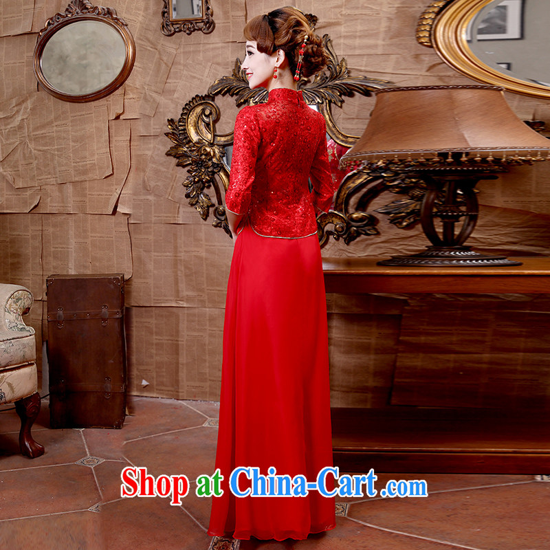 Dream of the day 2015 long, 7 cuff retro improved stylish beauty wedding dresses dress Q 8680 red S 1.9 feet around his waist, and dream of the day, shopping on the Internet