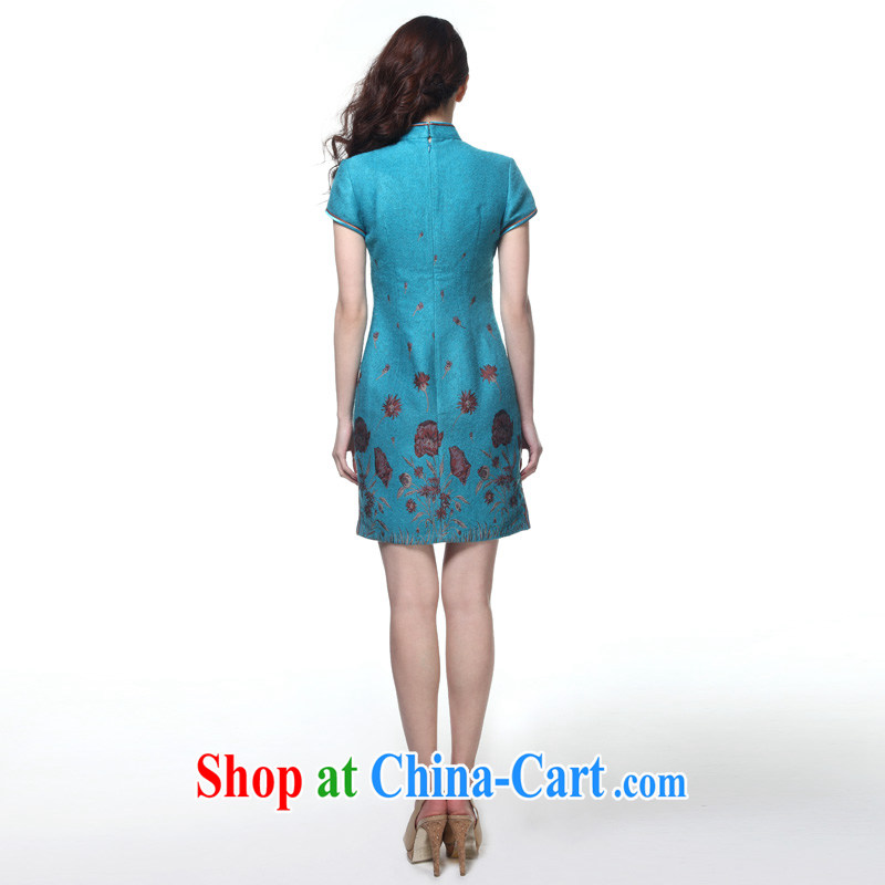 Wood is really the 2015 spring and summer new, improved cheongsam dress beauty dresses and elegant Chinese dresses 22,040 11 light blue XXL (A), wood really has, online shopping