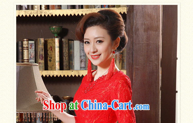 The angels, in accordance with the 2015 spring lace cheongsam V collar 7 cuff red evening dress uniform toast dress cheongsam dress dress uniform toast evening dress red XXL pictures, price, brand platters! Elections are good character, the national distribution, so why buy now enjoy more preferential! Health