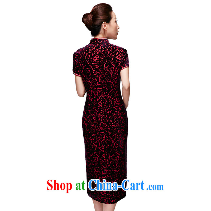 Wood is really a spring 2015 new female Chinese silk dresses, long and elegant velvet dress mom with 21,835 16 deep purple XXXXL, wood really has to shopping on the Internet