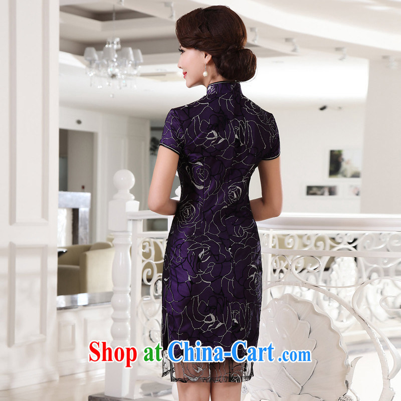 The CYD HO Kwun Tong' Purple stars lace cheongsam dress summer improved stylish 2015 new sexy retro female qipao G 85,885 purple XL, Sau looked Tang, shopping on the Internet