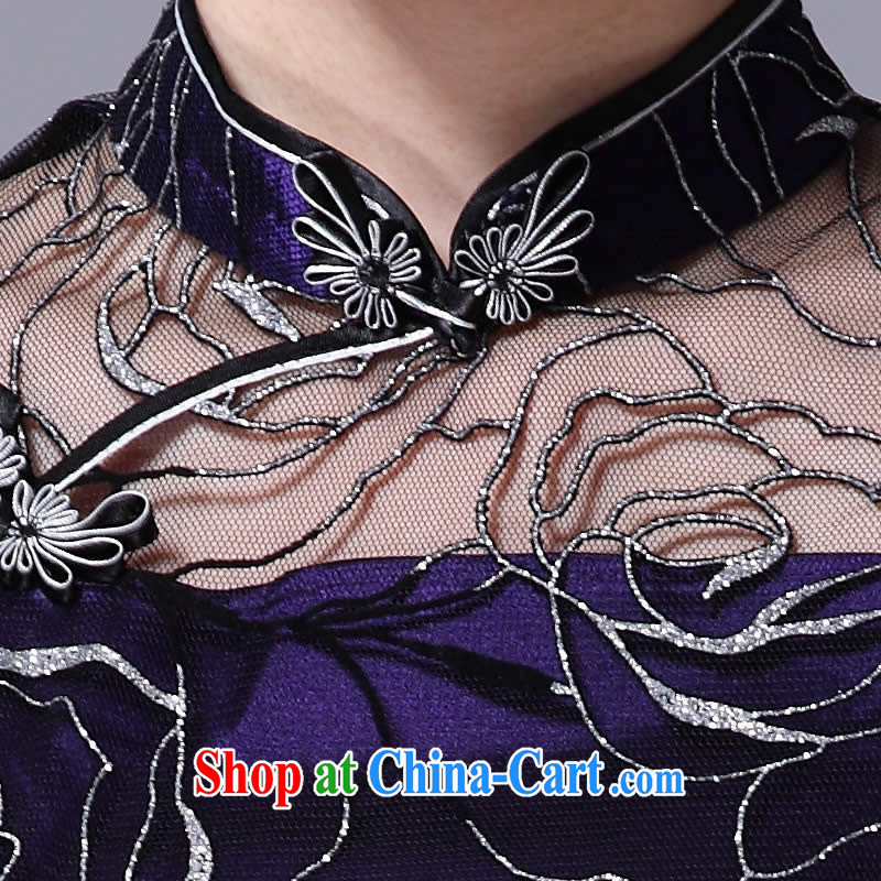 The CYD HO Kwun Tong' Purple stars lace cheongsam dress summer improved stylish 2015 new sexy retro female qipao G 85,885 purple XL, Sau looked Tang, shopping on the Internet