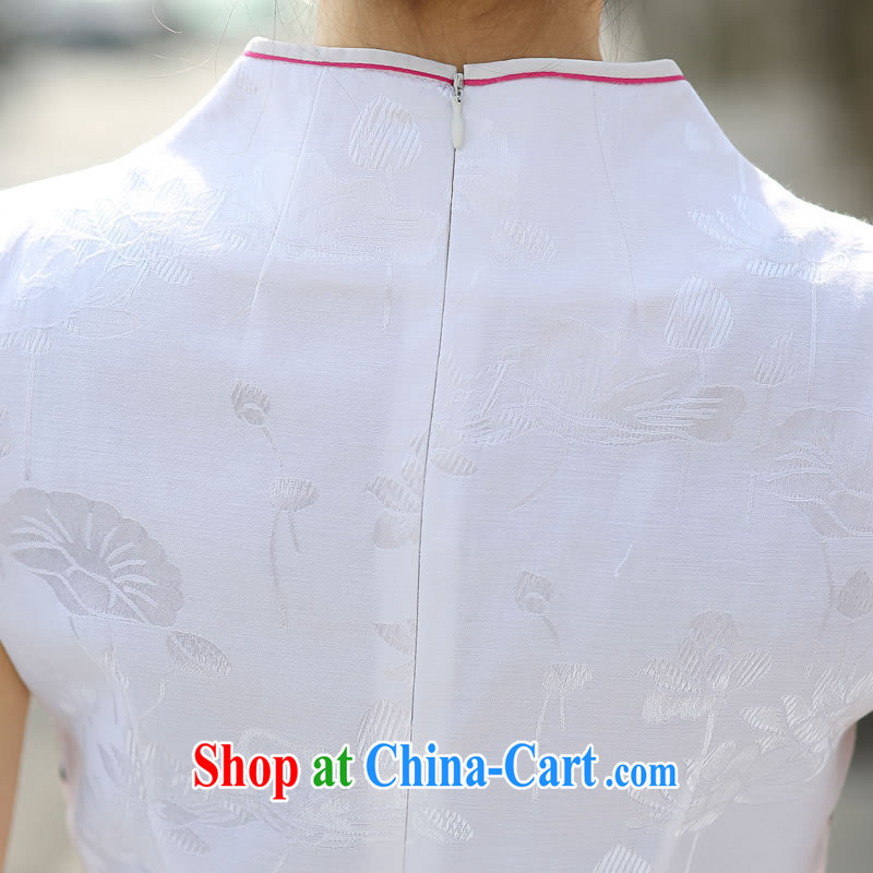 The CYD HO Kwun Tong' 7-Color Phoenix 2015 new improved stylish dresses summer short women who decorated stitching embroidery cheongsam dress QD 4129 white L, Sau looked Tang, shopping on the Internet