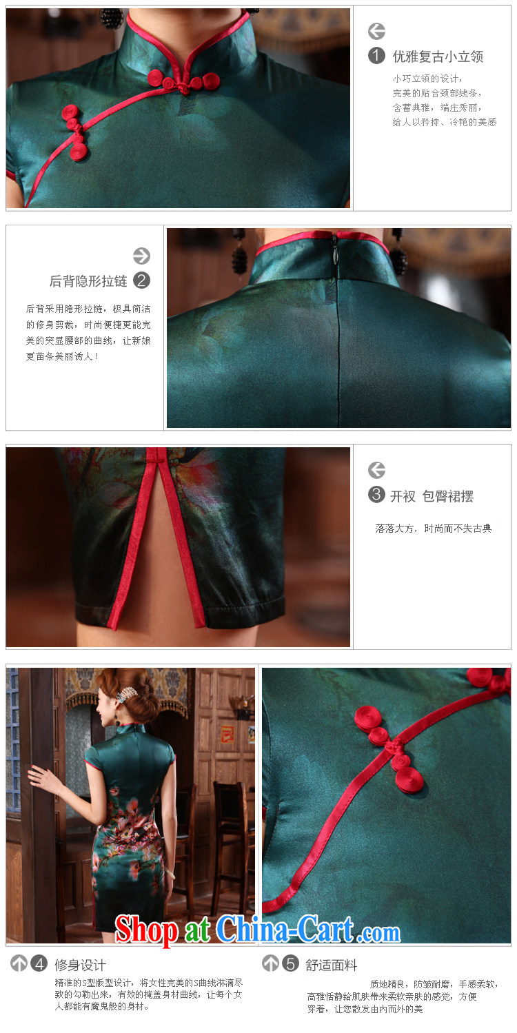 Morning, dresses new 2015 summer retro short-sleeved improved stylish sauna silk heavy Silk Cheongsam dress elegant green L pictures, price, brand platters! Elections are good character, the national distribution, so why buy now enjoy more preferential! Health