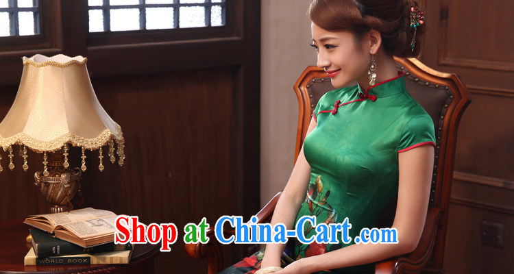 Morning, dresses new 2014 summer retro short improved stylish sauna silk silk Chinese qipao dress two-color green XL pictures, price, brand platters! Elections are good character, the national distribution, so why buy now enjoy more preferential! Health