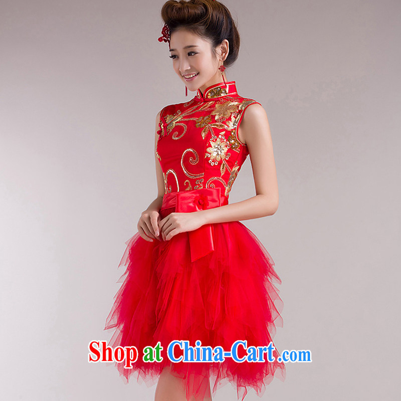 There is embroidery bridal red package shoulder lace short cheongsam shaggy cheongsam dress new marriages and stylish bows. Red XXL Suzhou shipment, it is no embroidery bridal, shopping on the Internet