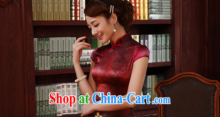 Morning, dresses new 2014 summer retro short-sleeved improved stylish sauna silk heavy Silk Cheongsam dress two-color dark green M pictures, price, brand platters! Elections are good character, the national distribution, so why buy now enjoy more preferential! Health