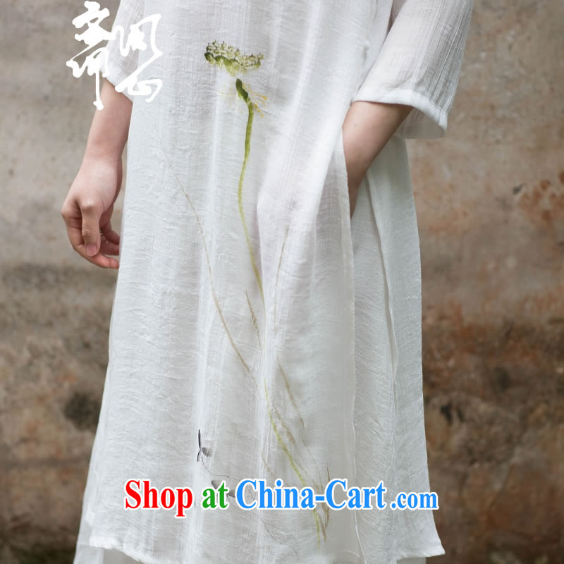 q heart Id al-Fitr (Ming and spring as soon as possible' new, Chinese, dresses for hand-painted double-decker cupule long skirt 1725 white take 7 days L code chest of CM 100, ask a vegetarian, shopping on the Internet