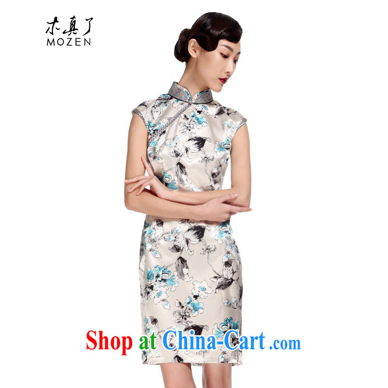Wood is really the 2015 spring and summer new Chinese emulation, stamp duty improved cheongsam girls dresses summer 11,607 06 dark gray XXL