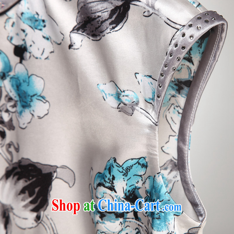 Wood is really the 2015 spring and summer new Chinese emulation, stamp duty improved cheongsam girls dresses summer 11,607 06 dark gray XXL, wood really has, shopping on the Internet