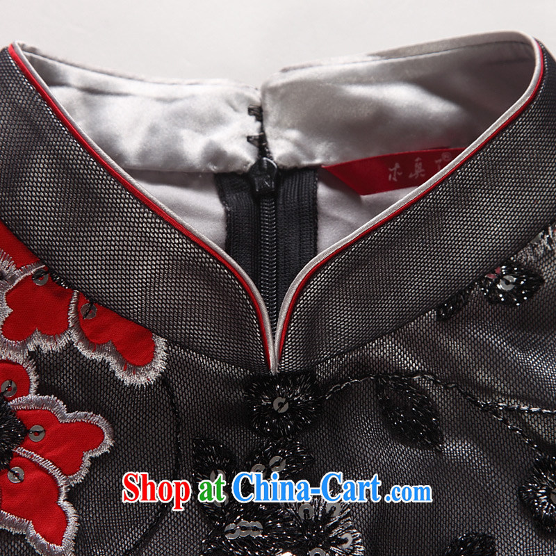 Wood is really the 2015 spring and summer new lace beauty short cheongsam Chinese dresses 21,816 01 black XXL, wood really has, shopping on the Internet