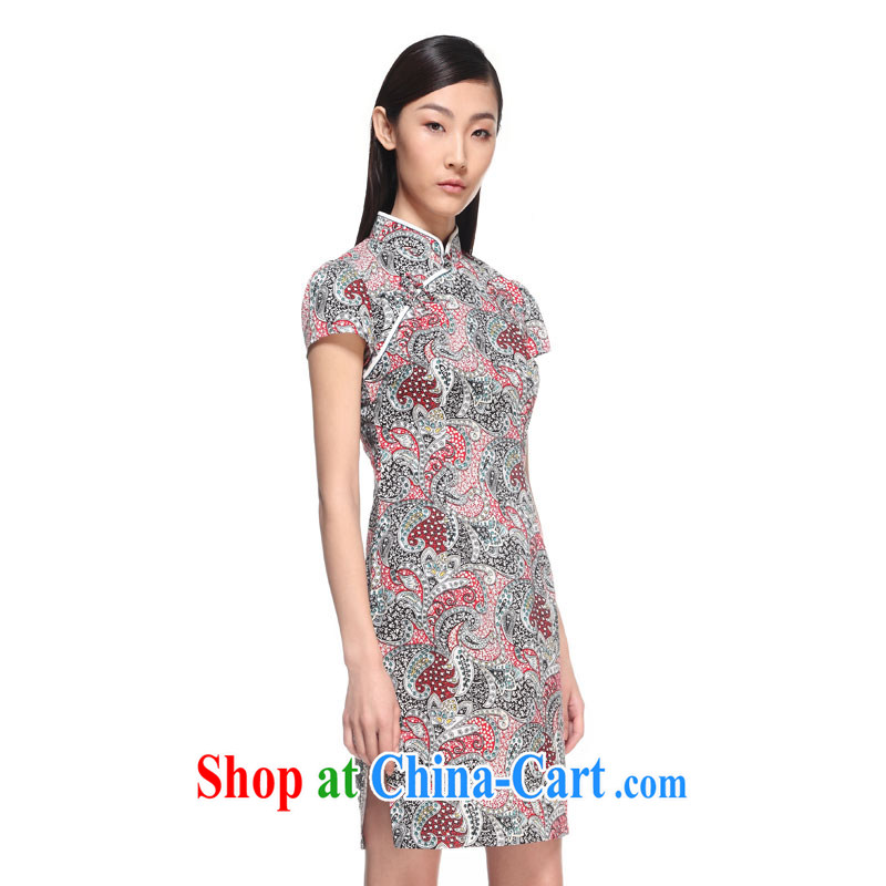 Wood is really the 2015 spring and summer new dresses Chinese Antique stamp short cheongsam girls package mail 11,439 01 black M, wood really has, shopping on the Internet