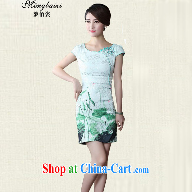Let Bai colorful 2015 new women's clothing high-end Ethnic Wind and stylish Chinese qipao dress daily retro beauty graphics thin dresses female QP 101 #green L dream Bai beauty, shopping on the Internet